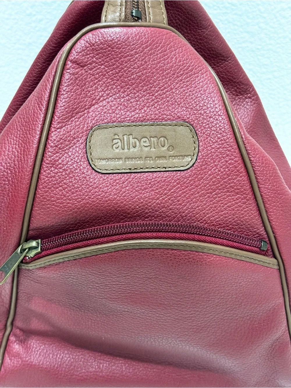 Vintage 90s Y2K Albero red pebbled leather  convertible backpack sling bag